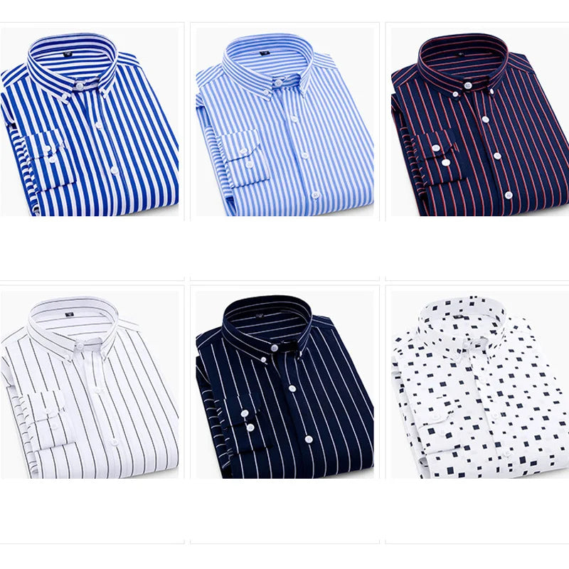 Premium Striped Long Sleeve Formal Shirt for Big and Tall Men - Spring/Summer Collection