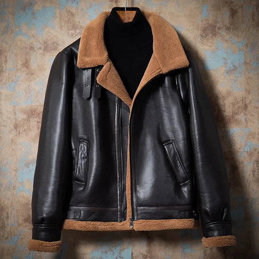 Luxury Men's 2023 Faux Fur Leather Winter Jacket - Big and Tall Stylish Warm Outerwear