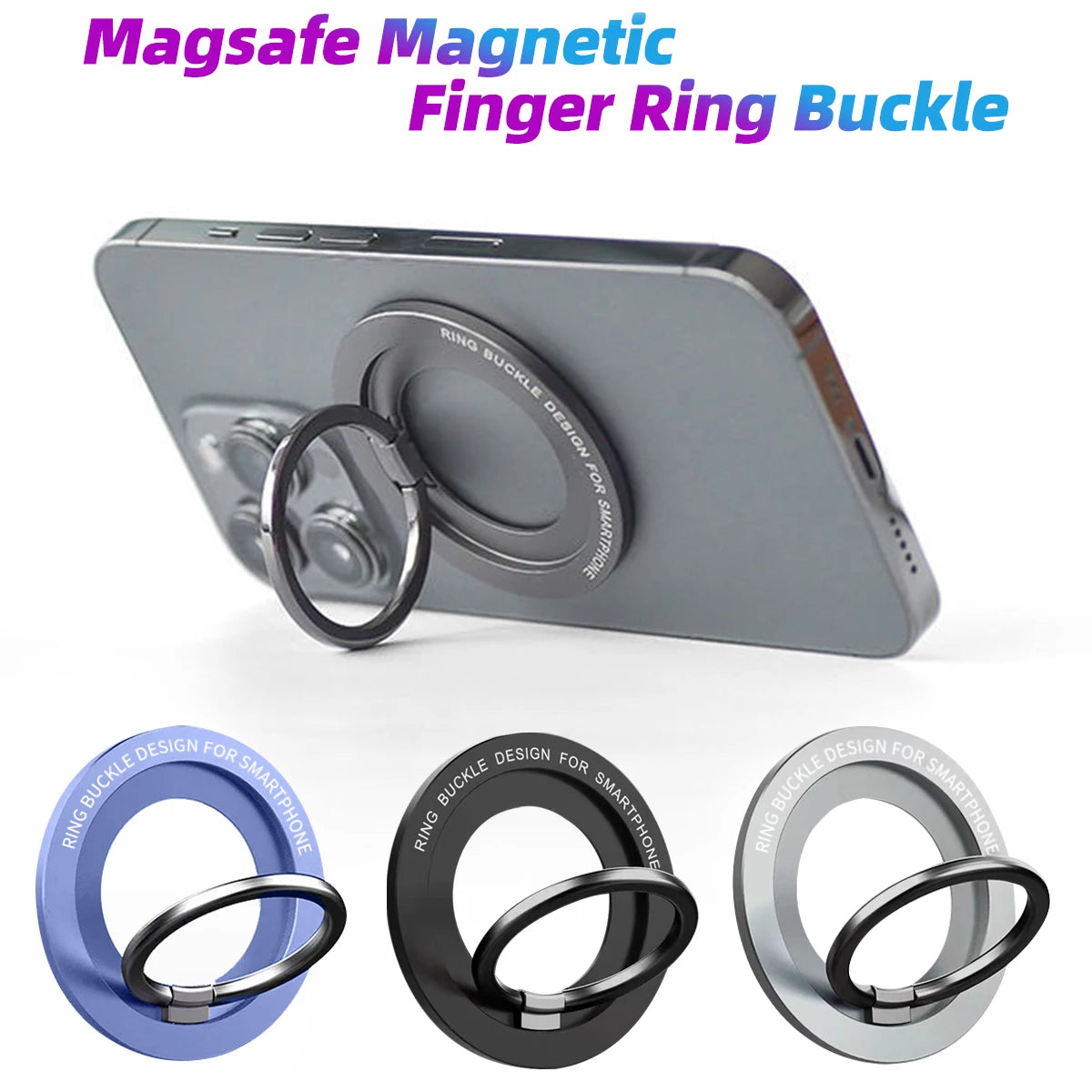 ANMONE MagSafe-Compatible Magnetic Phone Ring Holder for iPhone 12, 13, 14 Series - Removable Grip & Kickstand Accessory