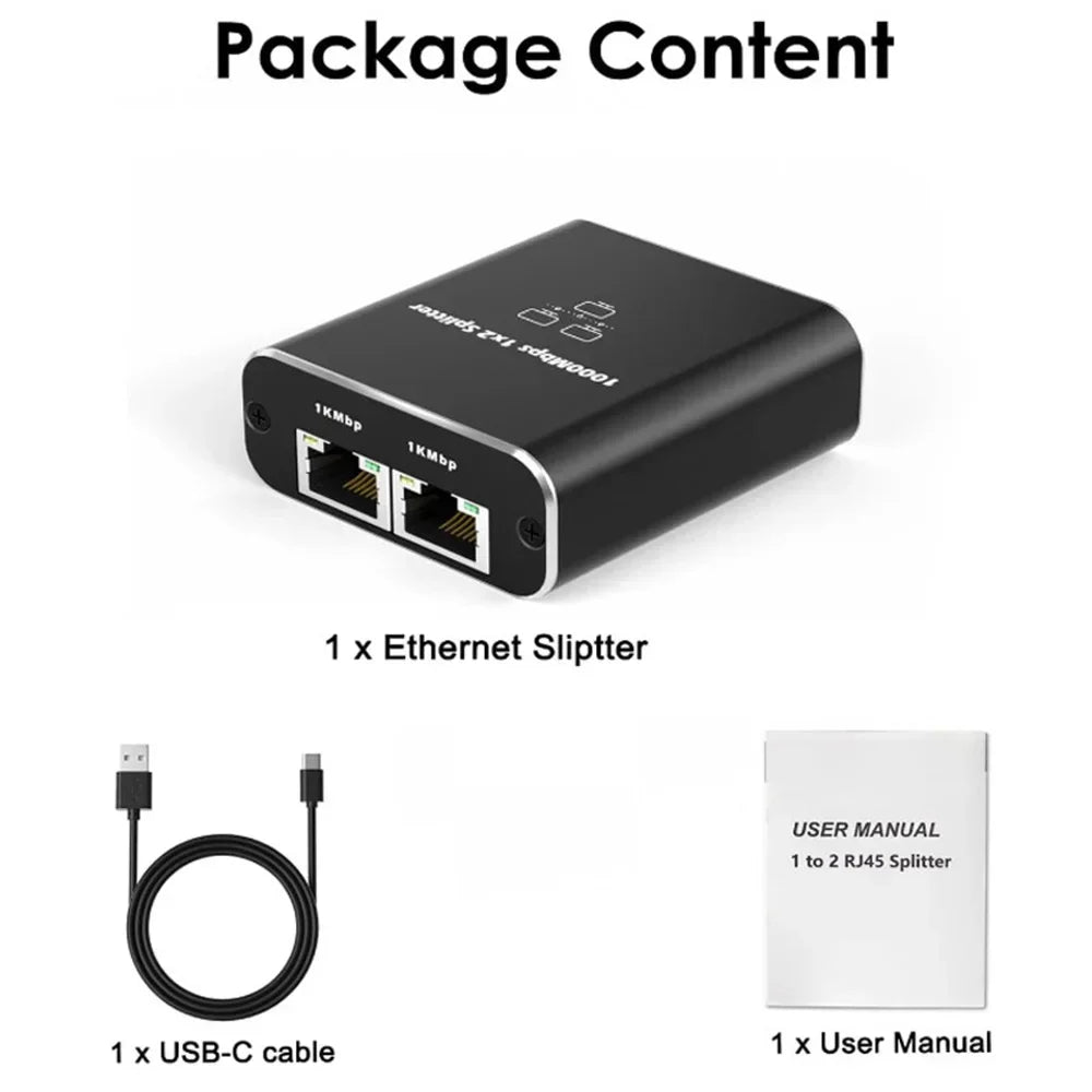 Dual-Port RJ45 Ethernet Splitter – Effortlessly Share Your Network Connection!