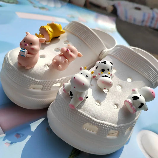 Adorable 2024 Five Little Cows Resin Shoe Charms for Kids' Clogs and Slippers - Fun DIY Decoration Accessories