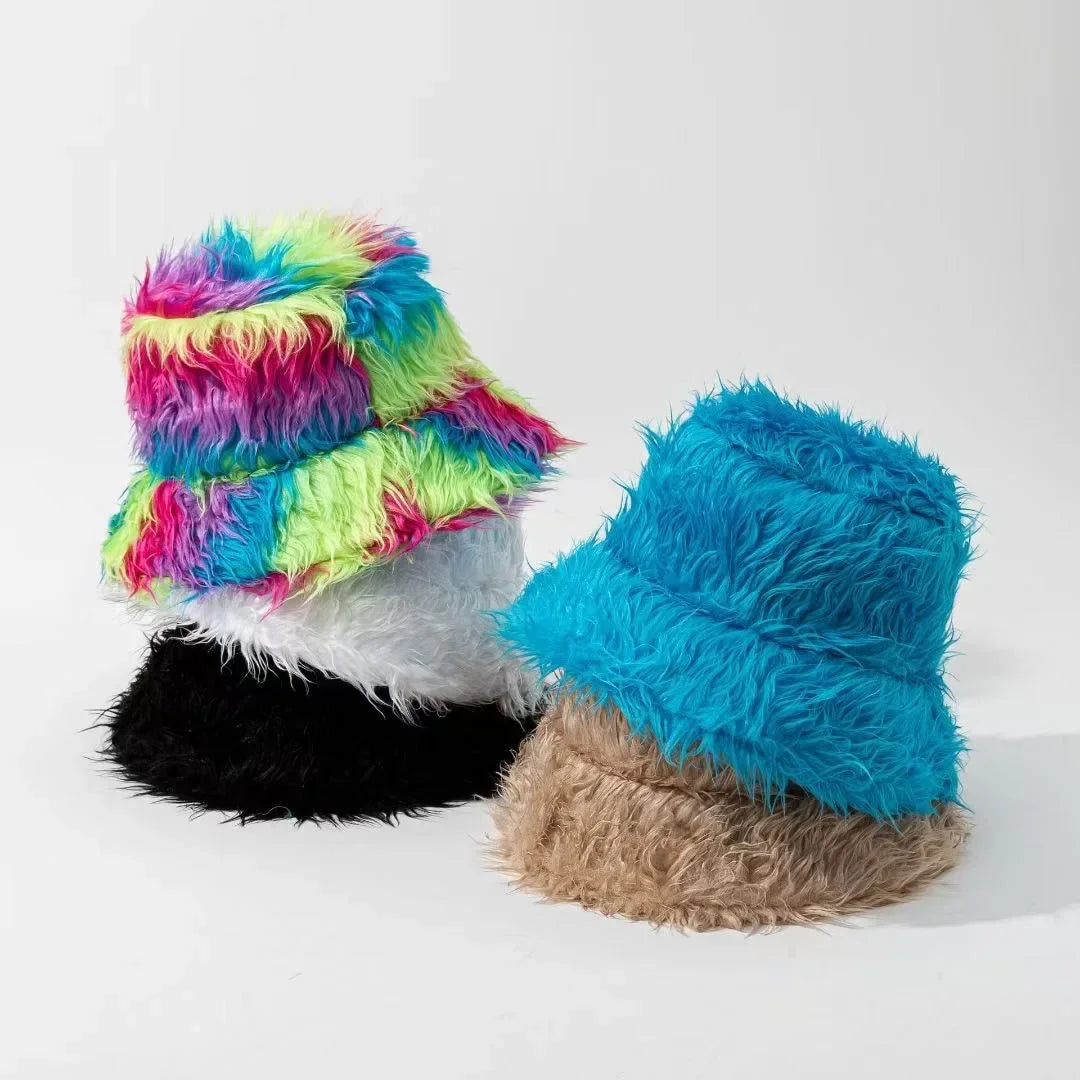 Chic Faux Fur Bucket Hat for Women - Warm Lamb Wool Fisherman Cap for Fall and Winter Activities