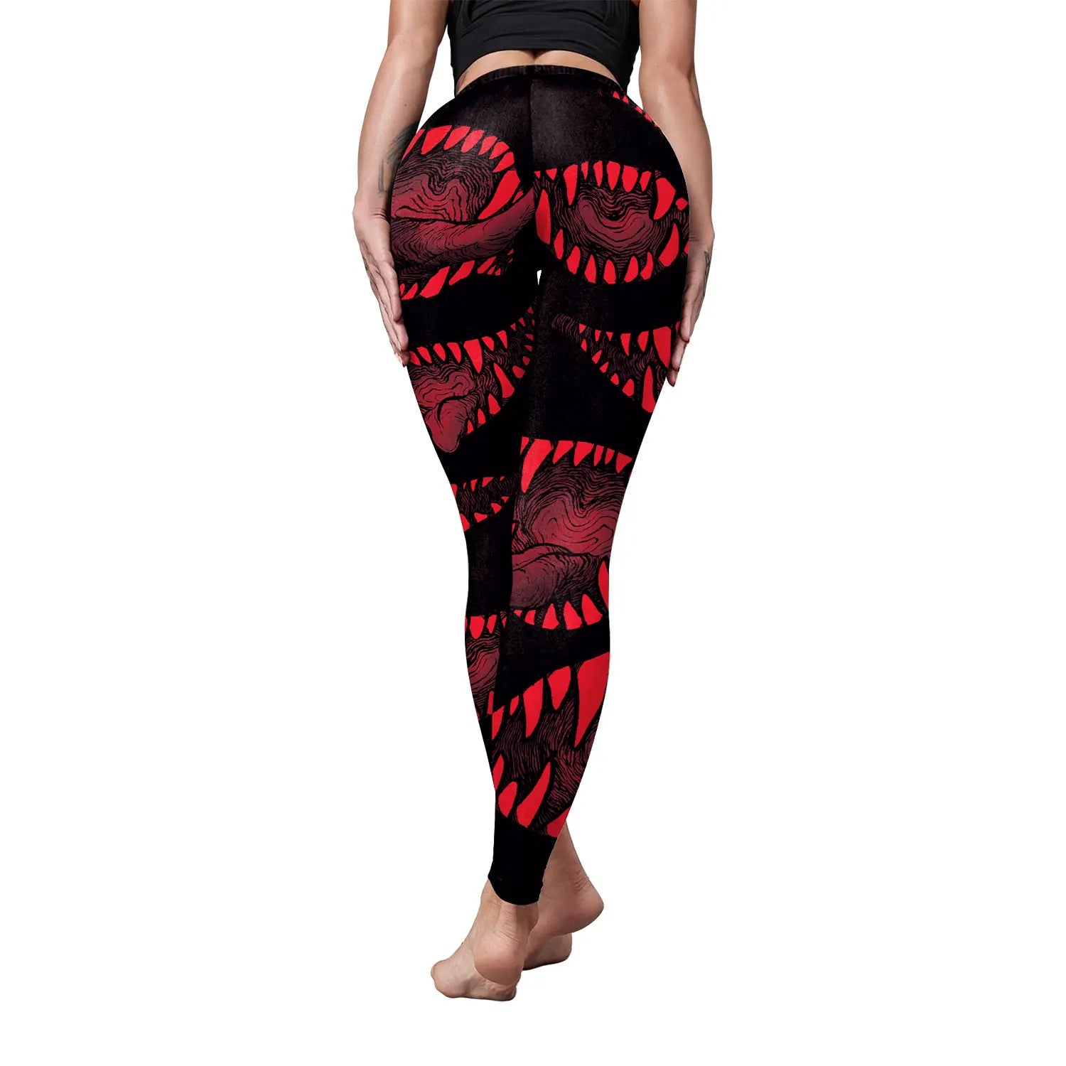 Gothic Enchantment 3D Scar Women’s High Waist Leggings with Divination Print - Sexy Stretch Ankle Pants for Yoga and Casual Wear