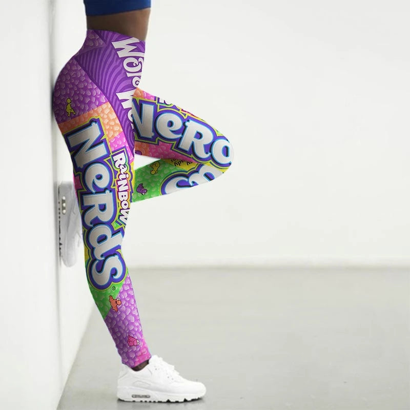 Fun & Flirty 3D Snack Print Leggings for Women - Seamless Yoga & Gym Tights