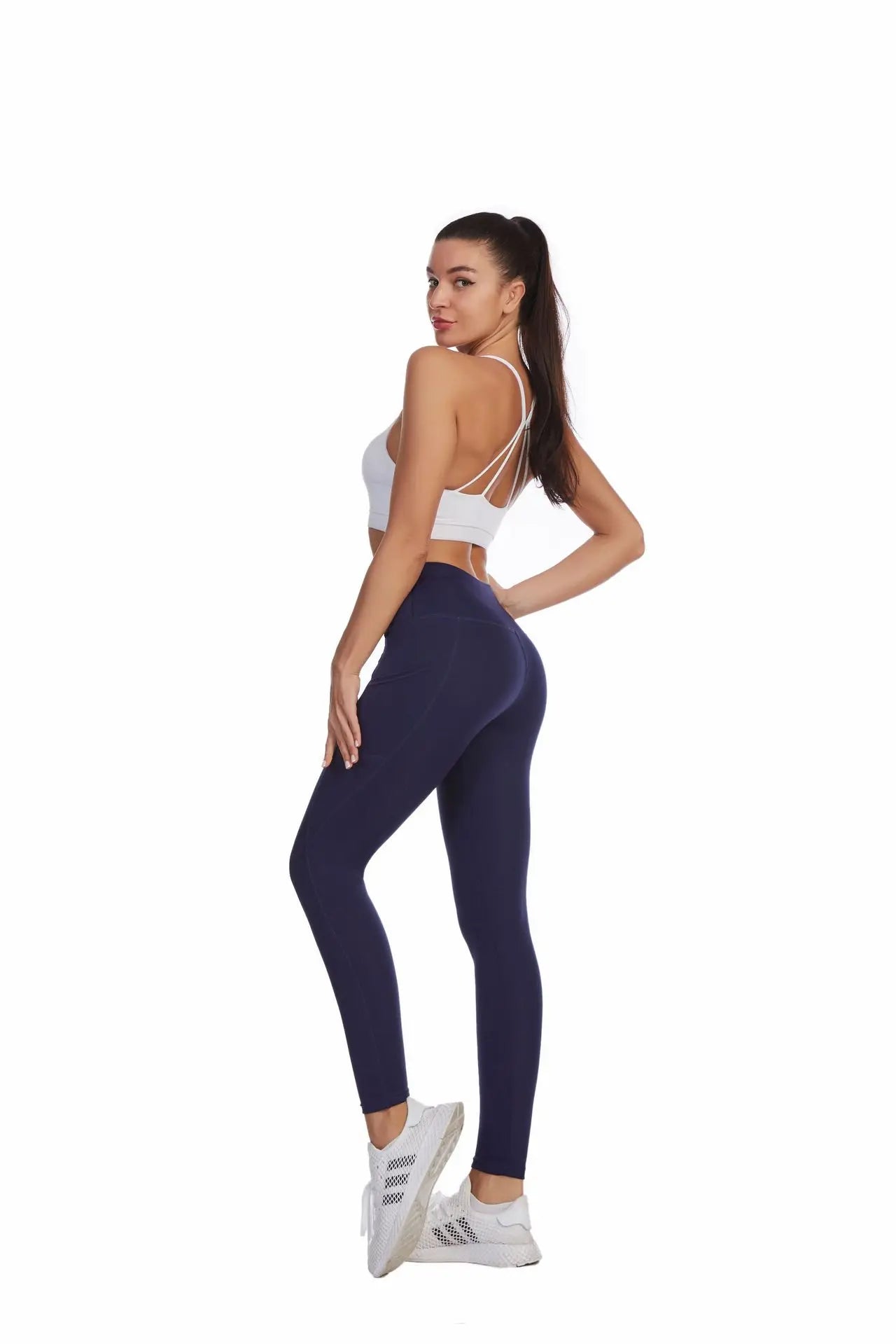 Stylish Women's High-Waisted Skinny Leggings with Pockets for Gym, Running, and Yoga