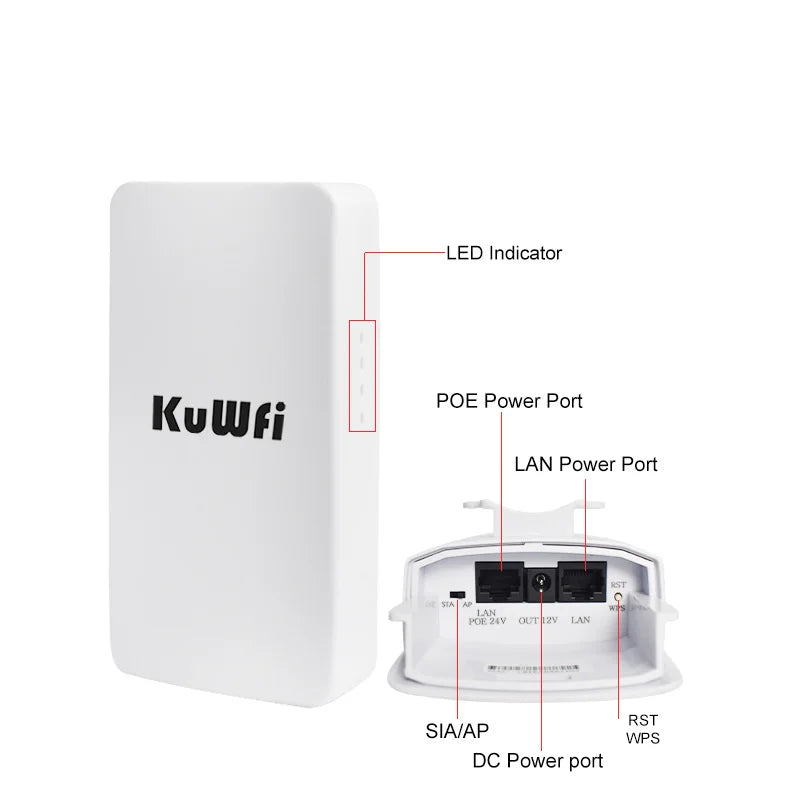 KuWFi Long-Range Outdoor Wi-Fi Extender – Signal Boosting Up to 1KM!