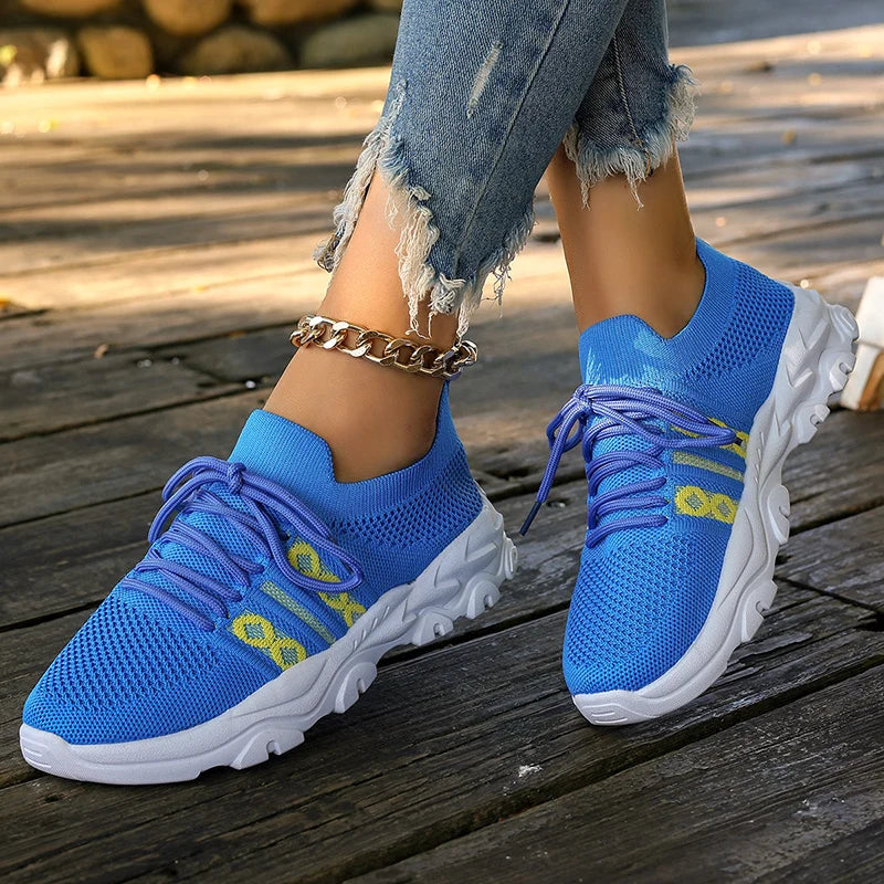 Vibrant Multi-Color Lace-Up Women's Thick Platform Sneakers for Ultimate Comfort and Style