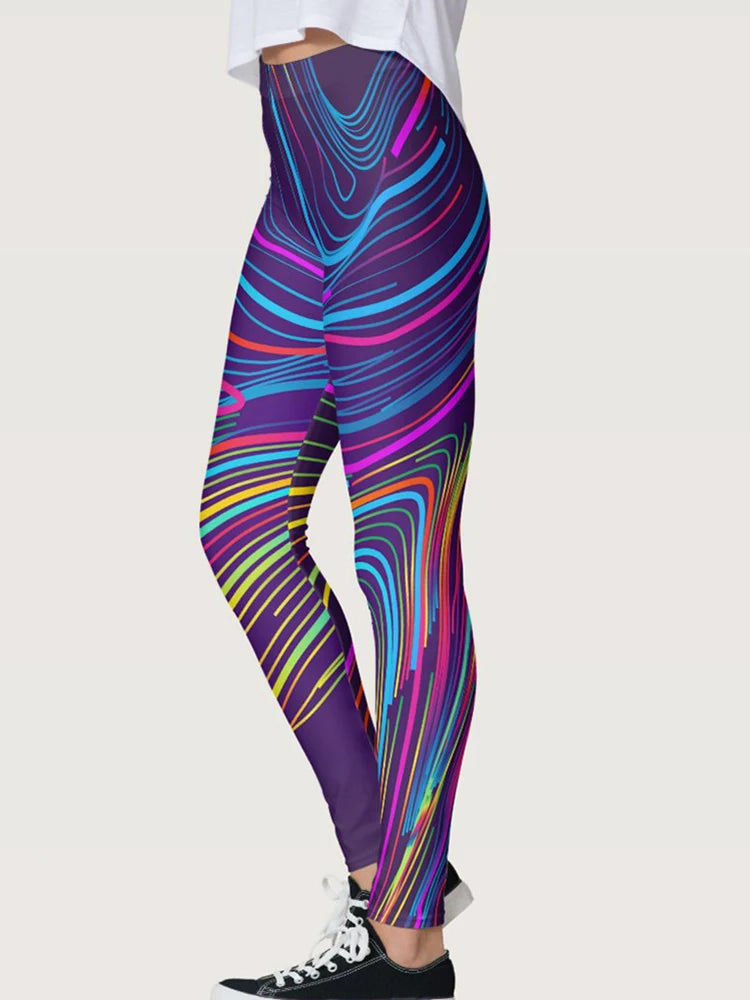 Women's High-Waisted Digital Print Fitness Leggings for Active Lifestyle