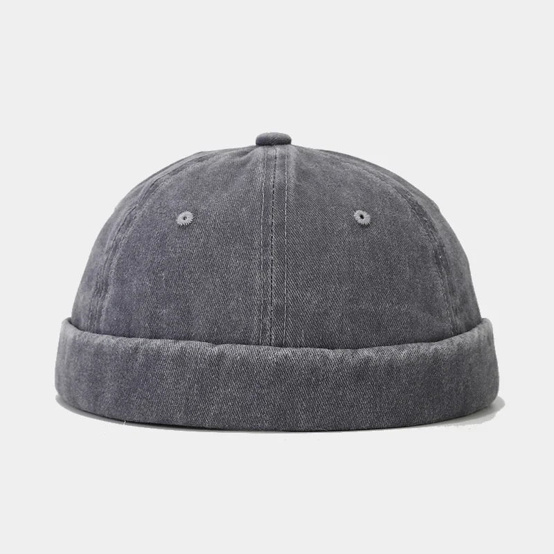 Unisex Four Seasons Cotton Docker Beanie Cap - Stylish Brimless Hat for Men and Women