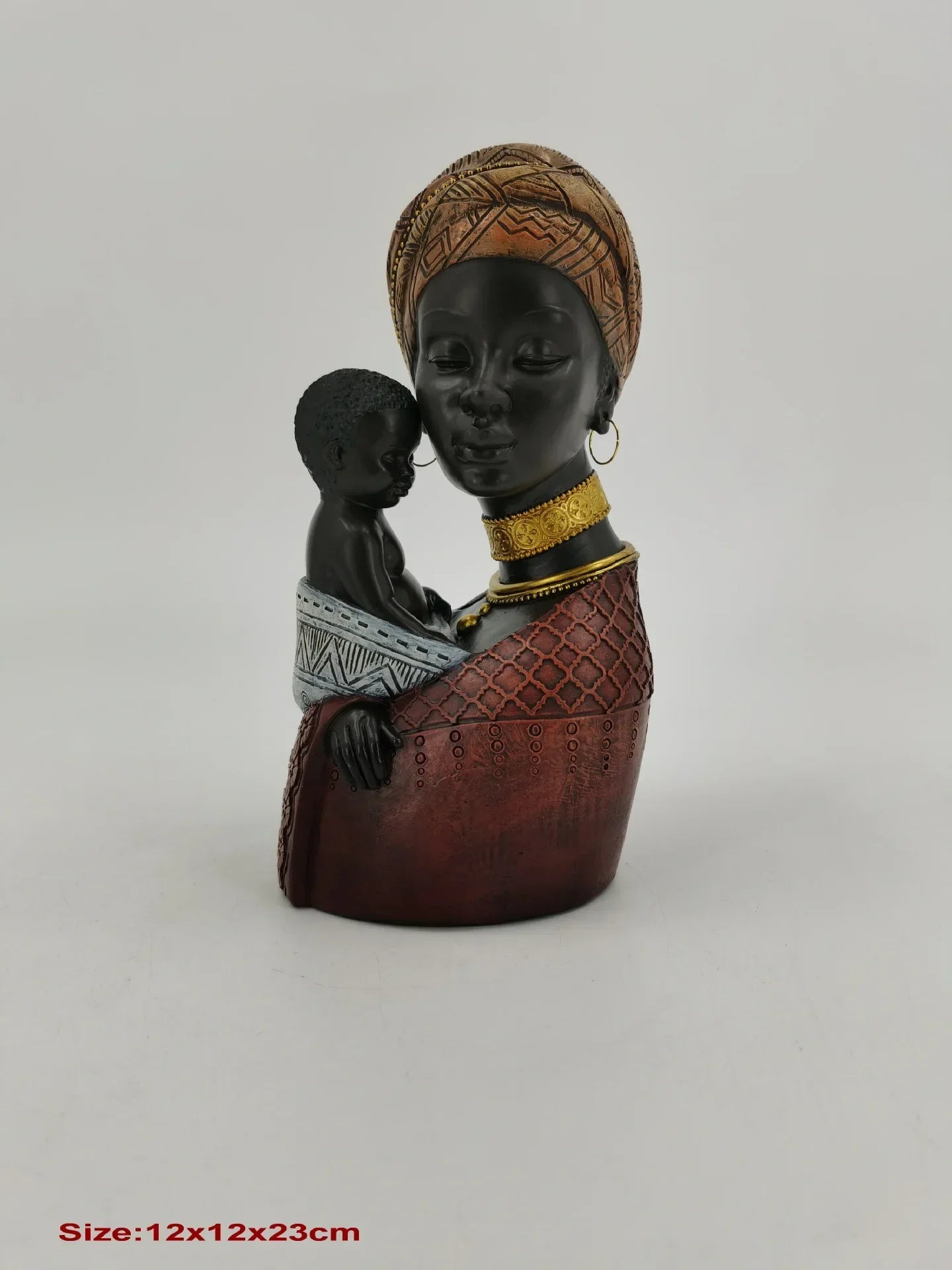 Resin African Black Woman Bust Statue American Figurines Sculpture Home Decor Living Room Shelf Display Cabinet Desk Decoration