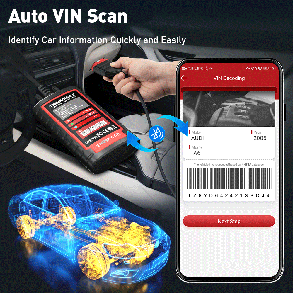 THINKCAR ThinkDiag 2 Pro OBD2 Diagnostic Scanner with All-System Support and Advanced Reset Functions