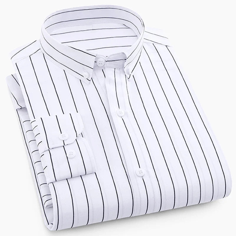 Premium Striped Long Sleeve Formal Shirt for Big and Tall Men - Spring/Summer Collection