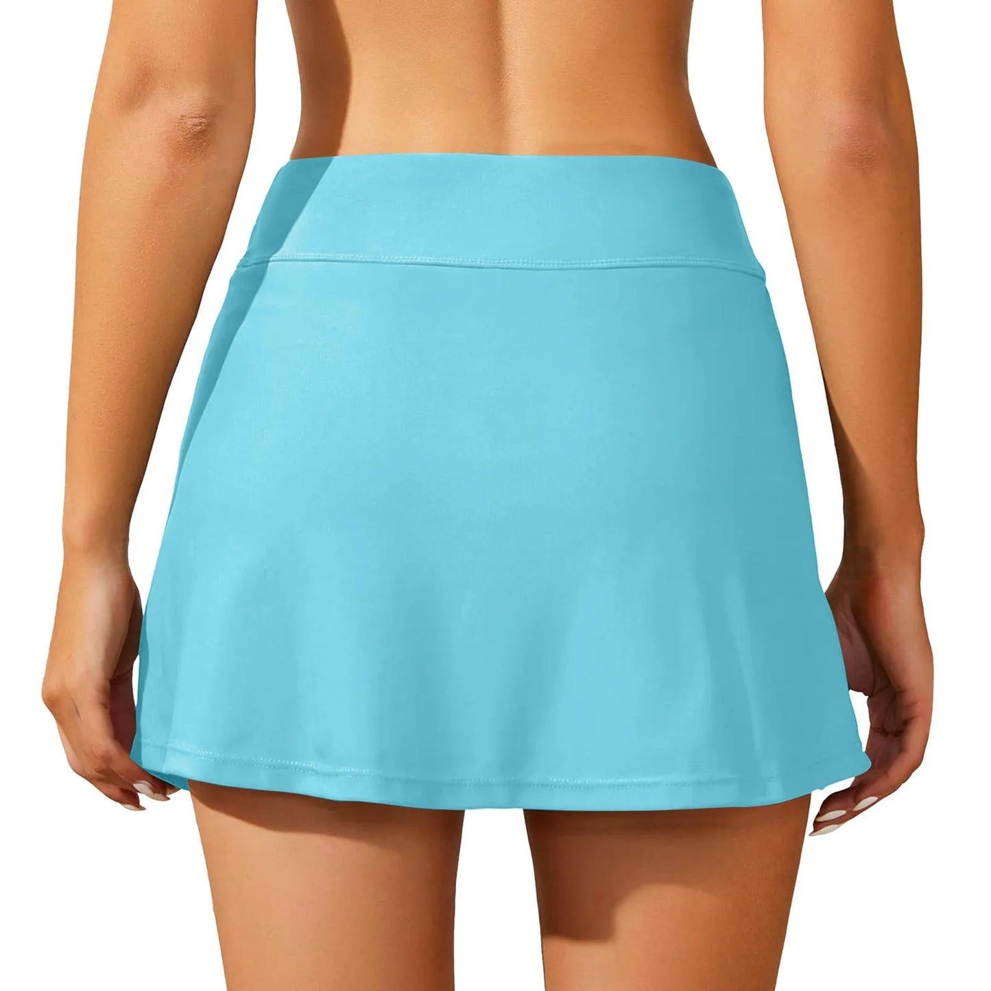 High-Waisted Women's Swim Skirt with Built-In Shorts - Stylish Split Bikini Bottoms for Summer Swimming