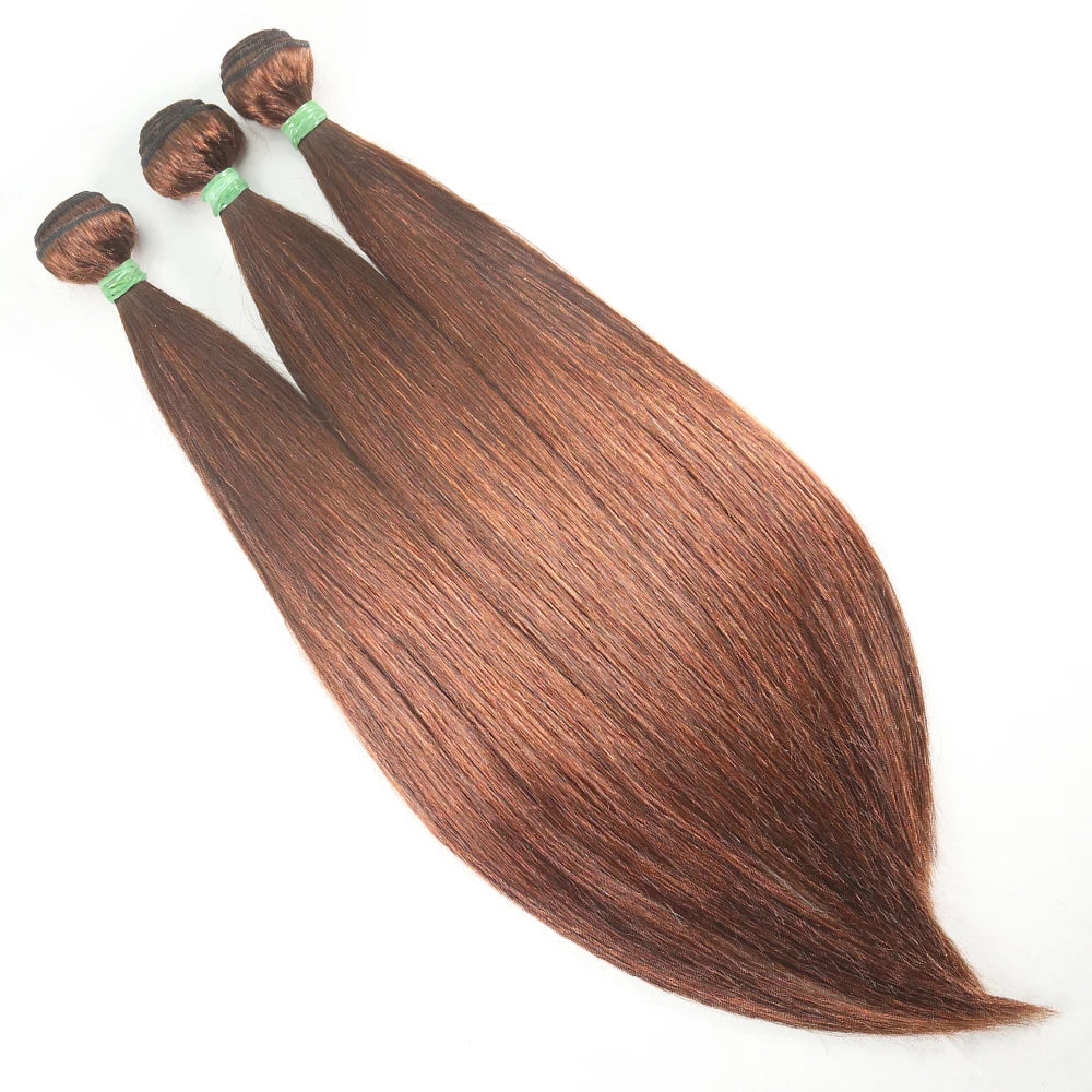 Geeta Brown Brazilian Straight Hair Bundles with Closure - 100% Human Hair Weave #4