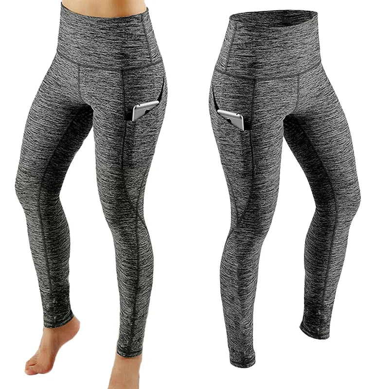 Stylish Women's High-Waisted Skinny Leggings with Pockets for Gym, Running, and Yoga