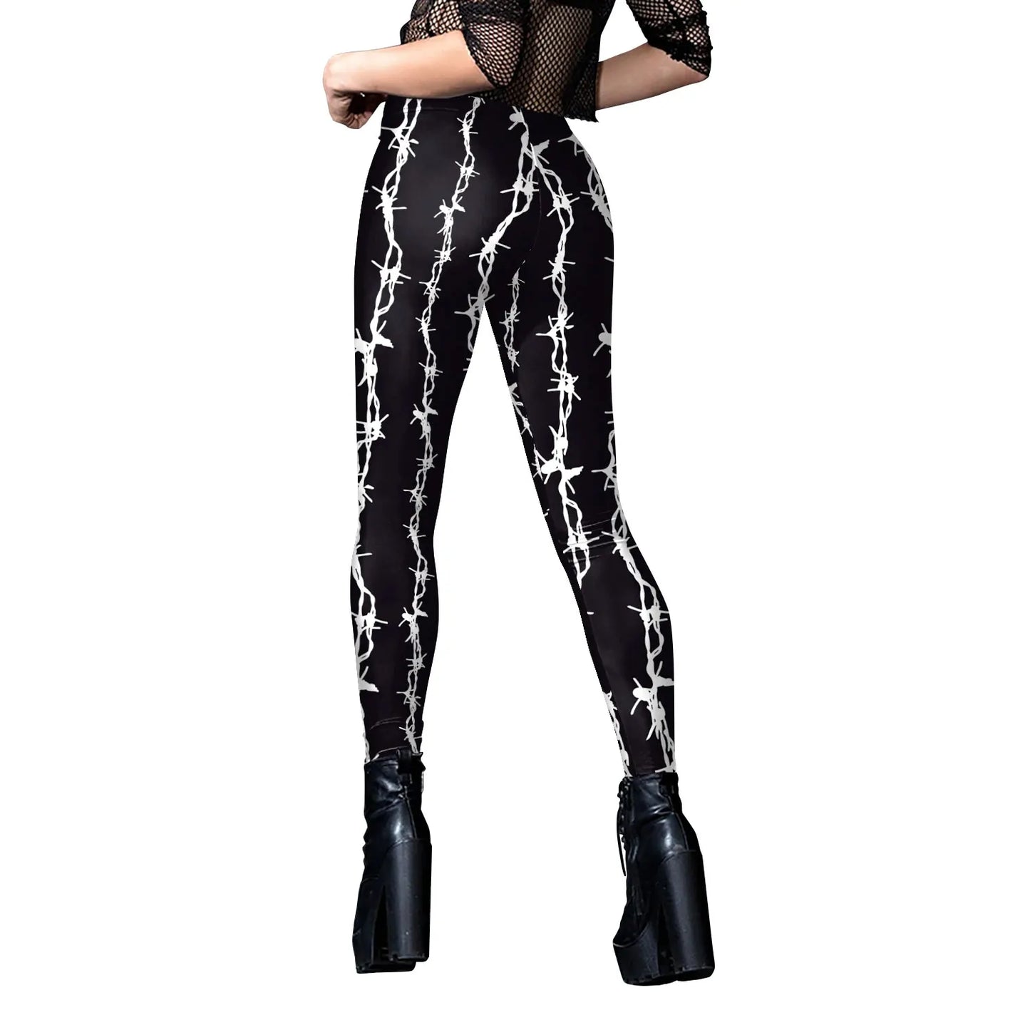 Gothic Enchantment 3D Scar Women’s High Waist Leggings with Divination Print - Sexy Stretch Ankle Pants for Yoga and Casual Wear