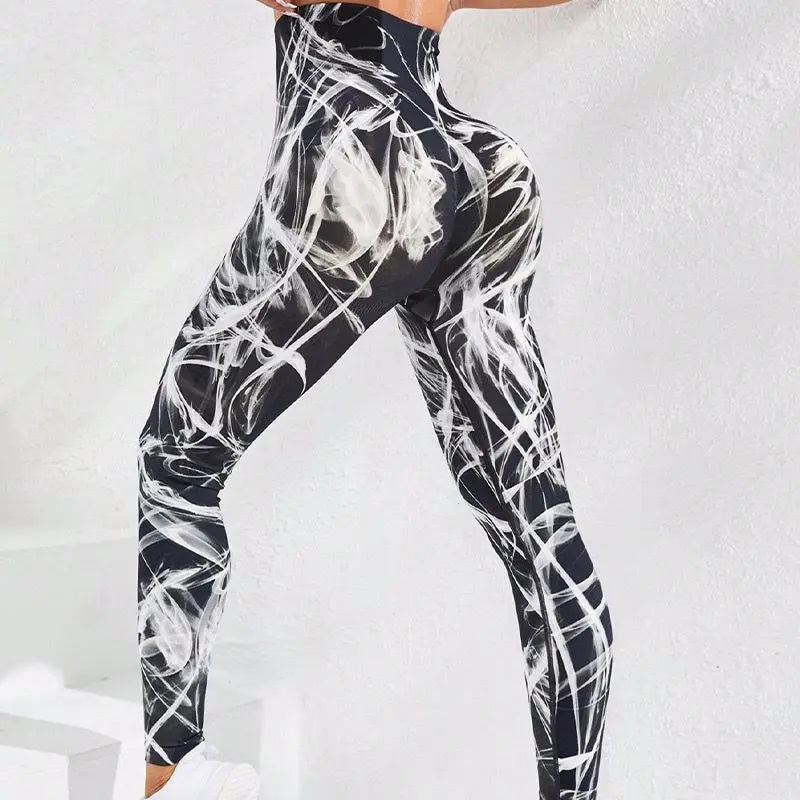 High Waist 3D Printed Tie Dye Leggings for Women - Seamless Elastic Fitness Tights for Yoga and Running