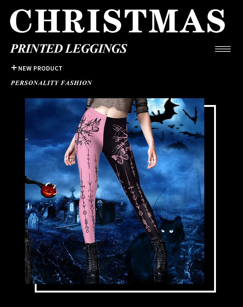 Gothic Enchantment 3D Scar Women’s High Waist Leggings with Divination Print - Sexy Stretch Ankle Pants for Yoga and Casual Wear