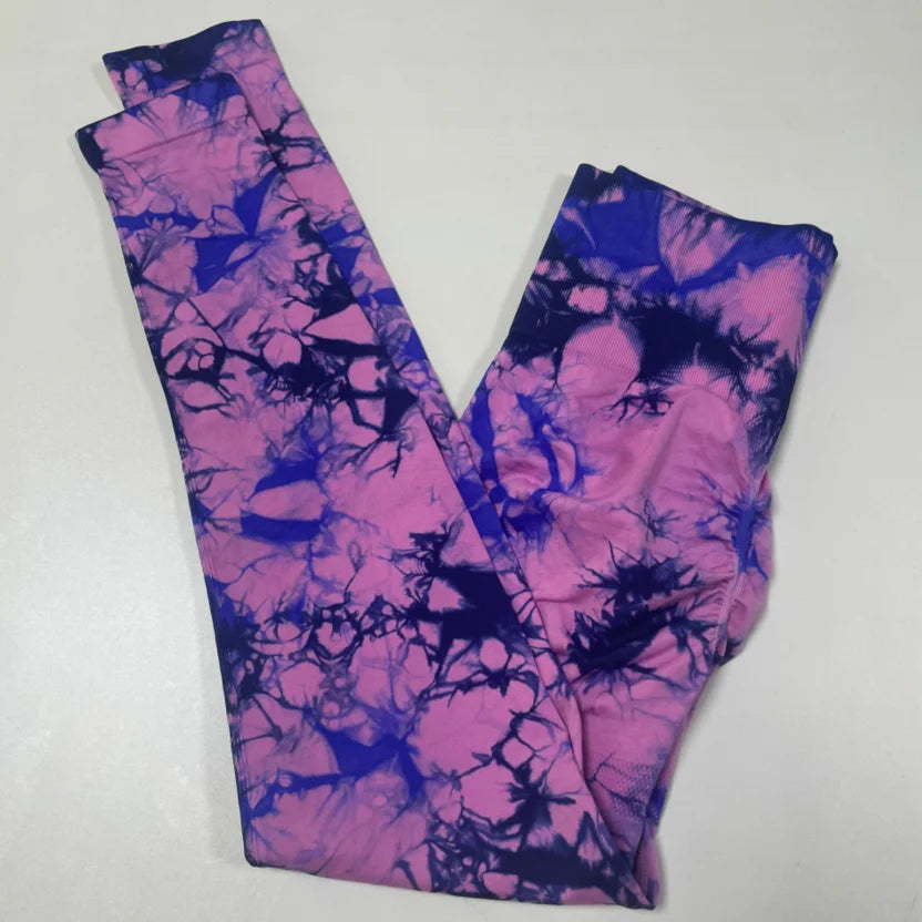 High Waist Seamless Tie Dye Leggings for Women - Slimming Push Up Fitness Tights for Yoga and Running