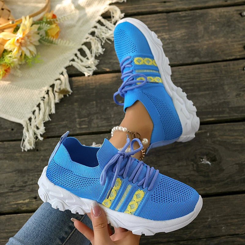 Vibrant Multi-Color Lace-Up Women's Thick Platform Sneakers for Ultimate Comfort and Style