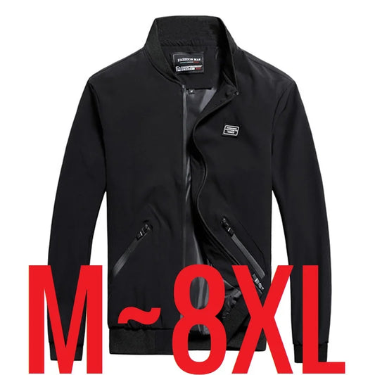 2024 Men's Oversized Baseball Jacket - Big & Tall Casual Spring Coat in Plus Sizes 6XL to 8XL