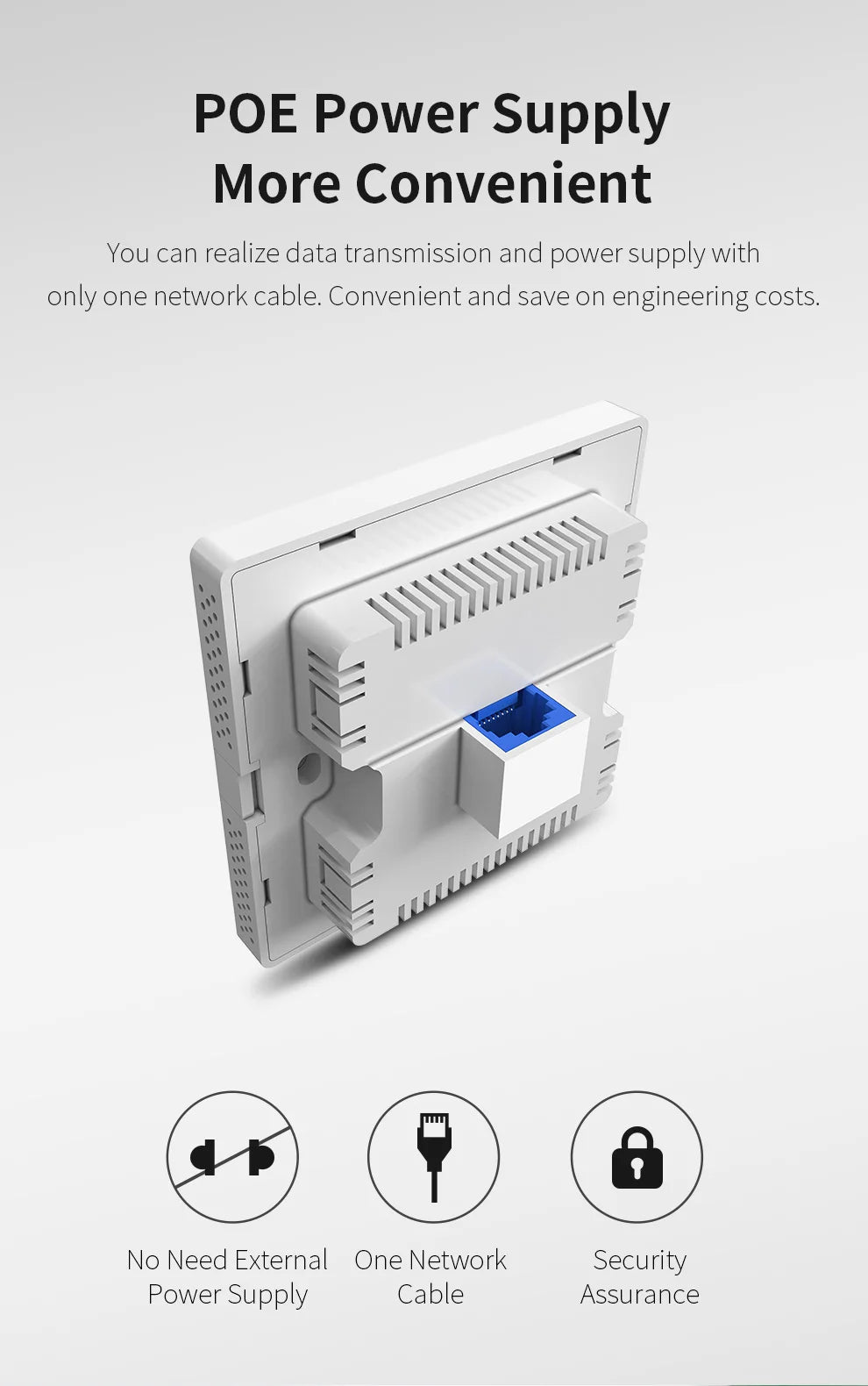 1200Mbps High-Speed Dual Band In-Wall Wi-Fi Access Point for Enhanced Connectivity