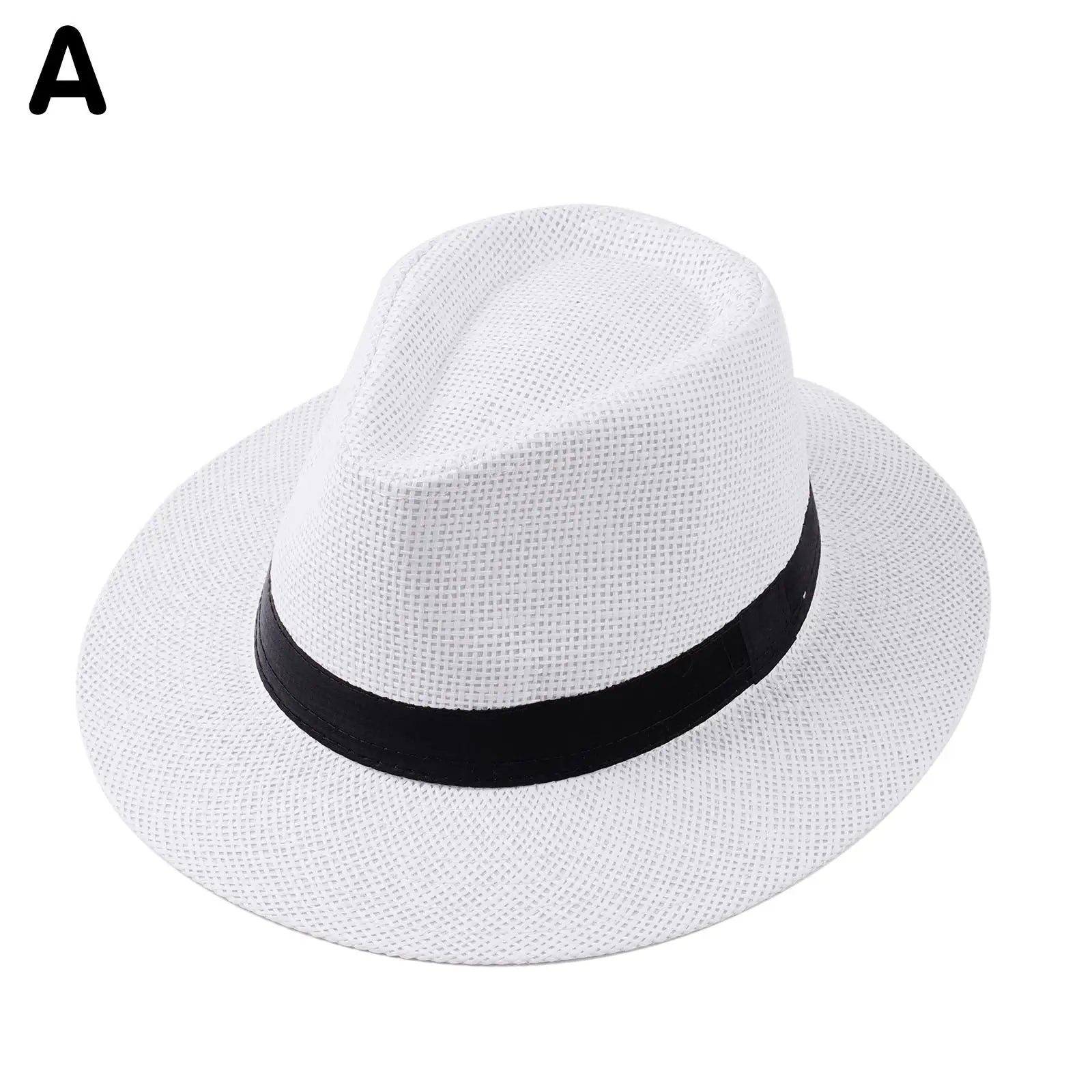 Chic Unisex Wide Brim Panama Straw Hat with UV Protection for Summer Beach Style