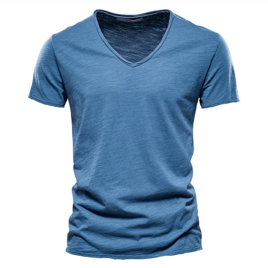 Essential Bamboo Cotton Short Sleeve Tee for Men - Stylish Summer Must-Have in Solid Shades