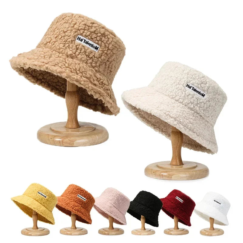 Chic Faux Fur Bucket Hat for Women - Warm Lamb Wool Fisherman Cap for Fall and Winter Activities