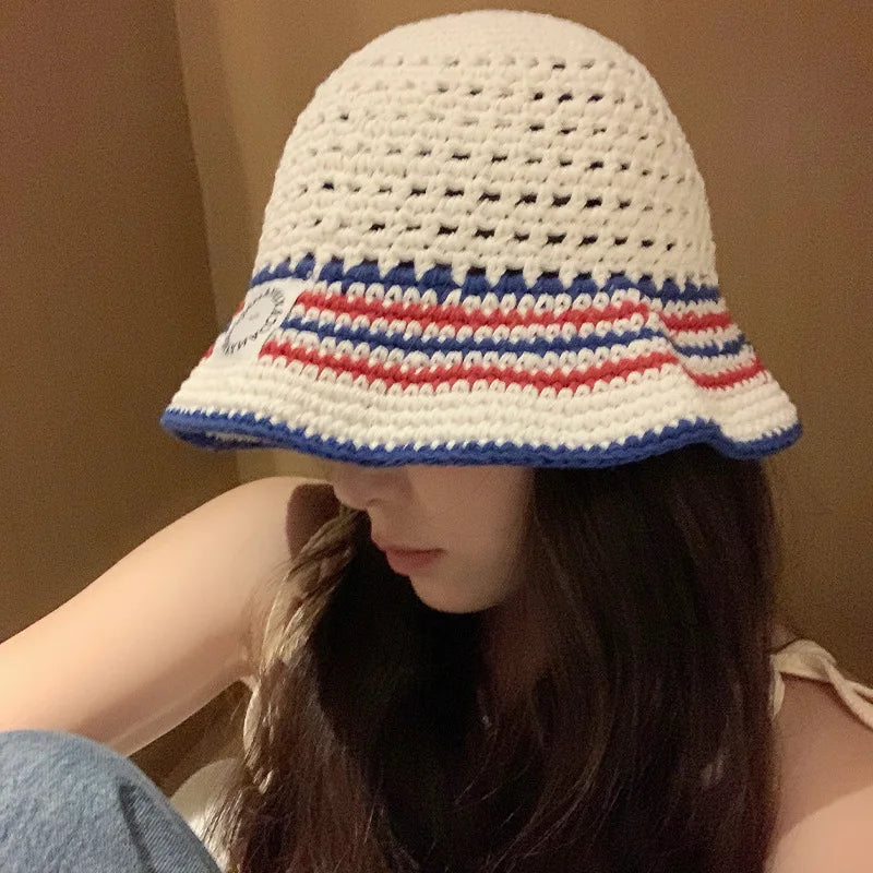 Stylish Handcrafted Crochet Bucket Hats for Women - Trendy Striped Fisherman Caps for Summer Adventures