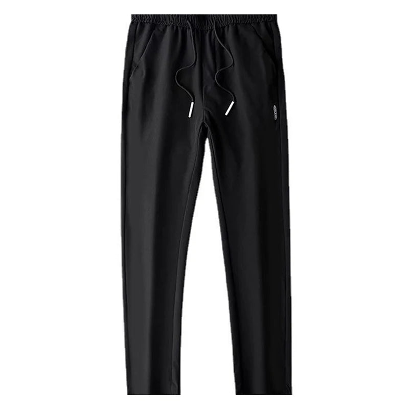 Men's Lightweight Ice Silk Summer Trousers - Quick-Dry Casual Sports Pants with Pockets