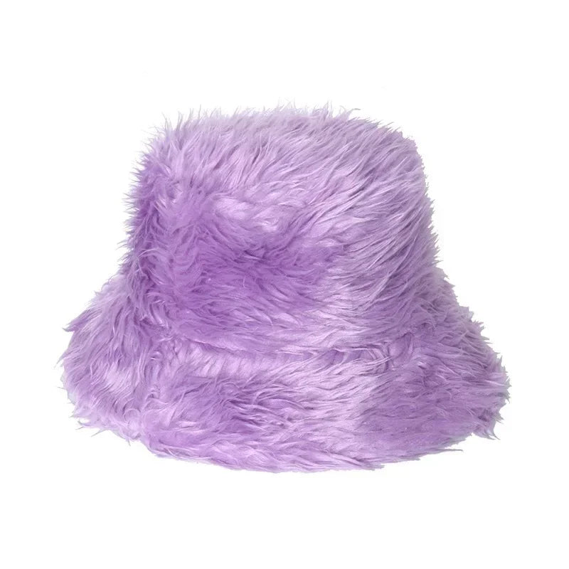 Chic Faux Fur Bucket Hat for Women - Warm Lamb Wool Fisherman Cap for Fall and Winter Activities