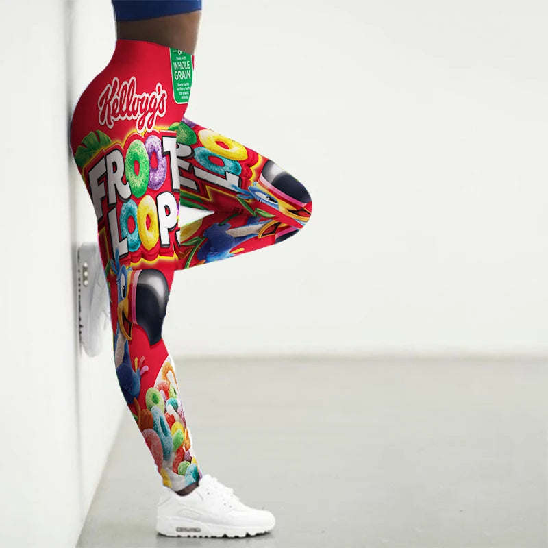 Fun & Flirty 3D Snack Print Leggings for Women - Seamless Yoga & Gym Tights