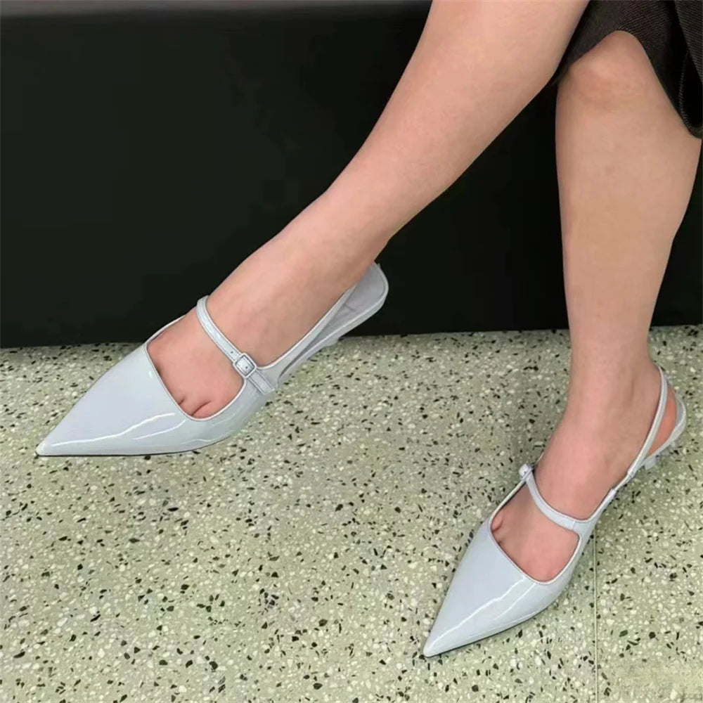 Stylish FEDONAS Women's Genuine Leather Slingback Kitten Heels with Pointed Toe for Parties