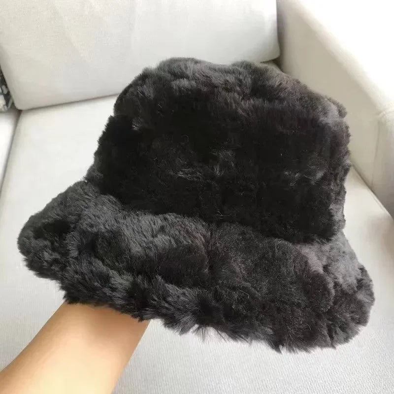 Chic Faux Fur Bucket Hat for Women - Warm Lamb Wool Fisherman Cap for Fall and Winter Activities