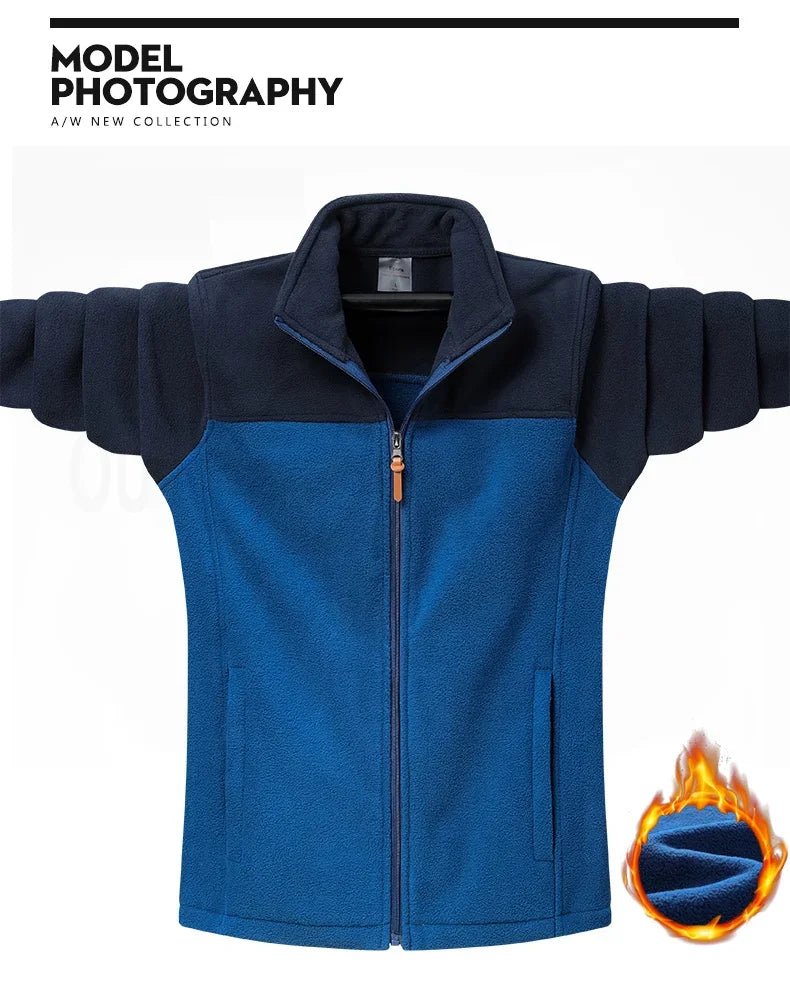 Oversized Men's Trendy Patchwork Fleece Jacket for Spring Sports and Casual Outings