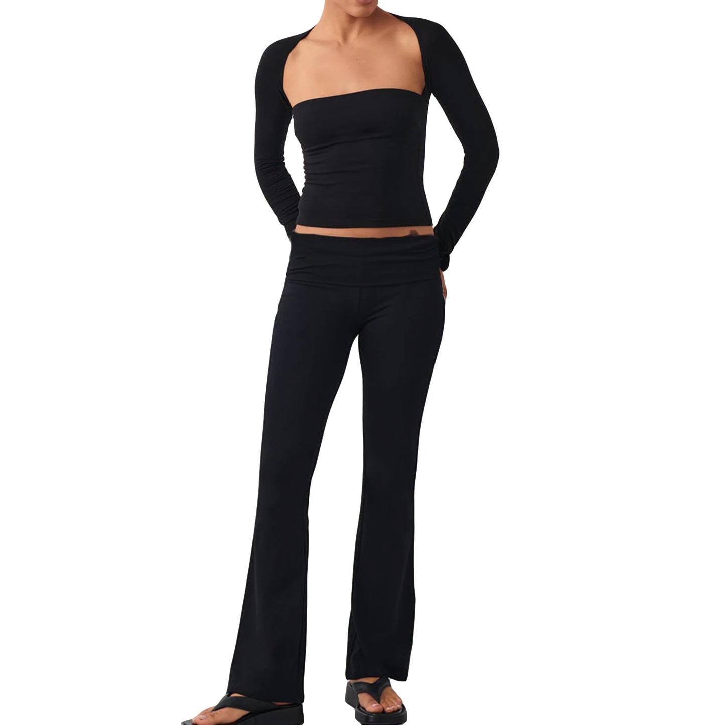 Trendy Women's Lounge Set: Comfy Crop Top & Stylish Yoga Pants Combo