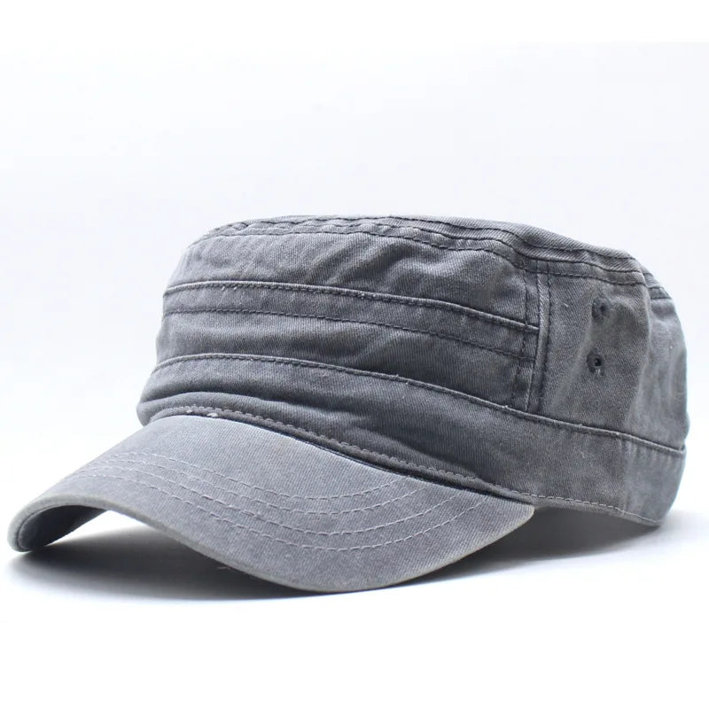 Unisex Vintage Cotton Snapback Cap - Adjustable Flat Top Hat for Outdoor Activities