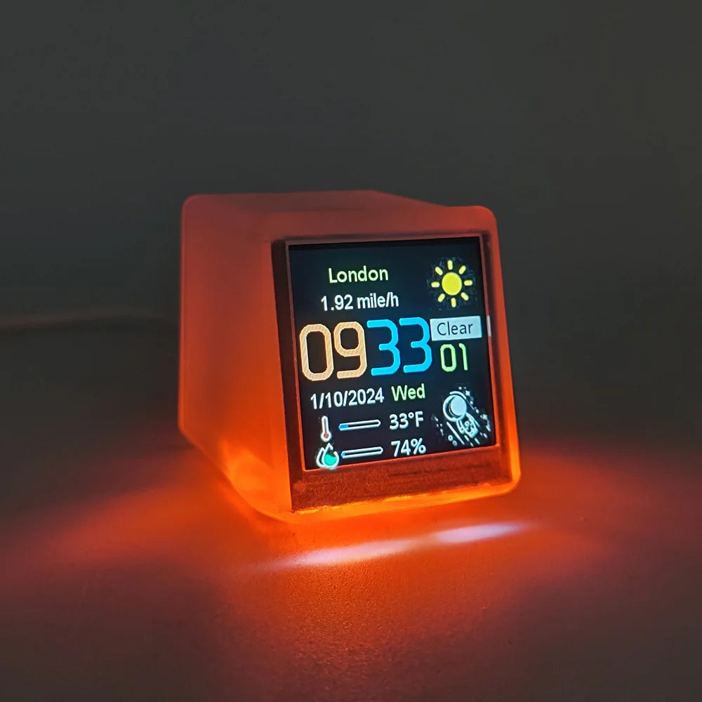 Crypto Chic Nixie Tube Alarm Clock with Custom RGB Lighting & Personal Photo Gallery