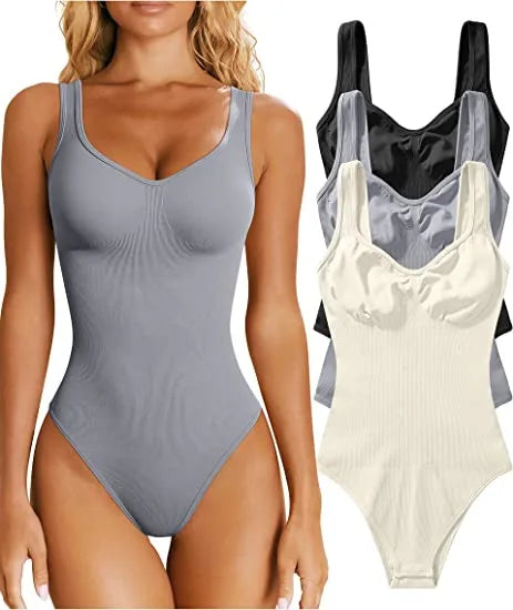 Seamless Tummy Control Bodysuit with Square Neck and Thong Design for Modern Women - 2023 Edition