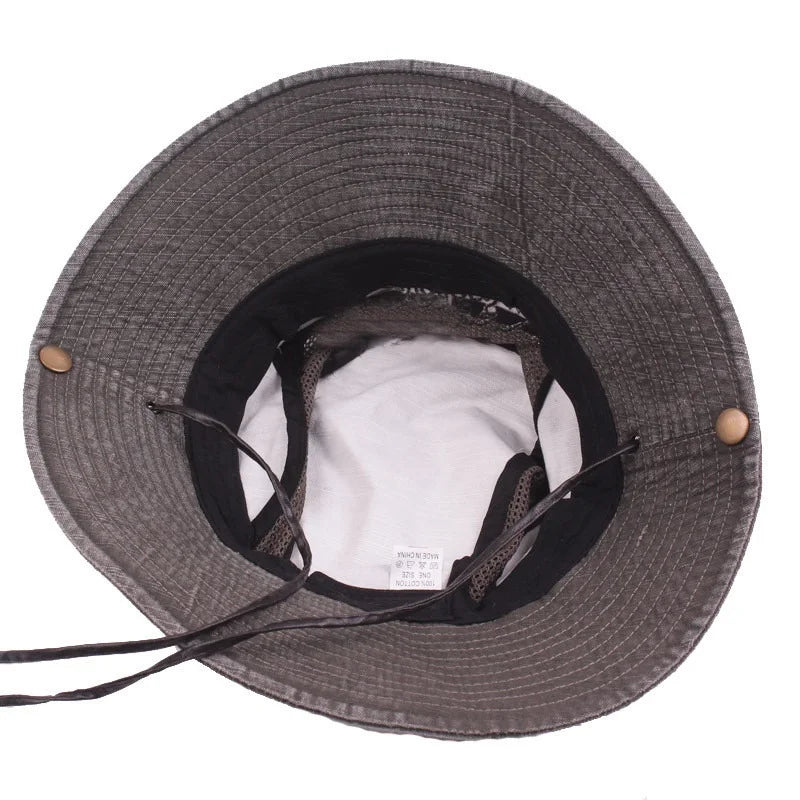 Unisex Retro Cotton Mesh Bucket Hat - Summer Sun Protection for Beach, Fishing, and Travel