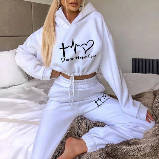 Chic Vintage Women's Autumn Sportswear Set - Trendy Joggers, Crop Tops & Oversized Hoodies