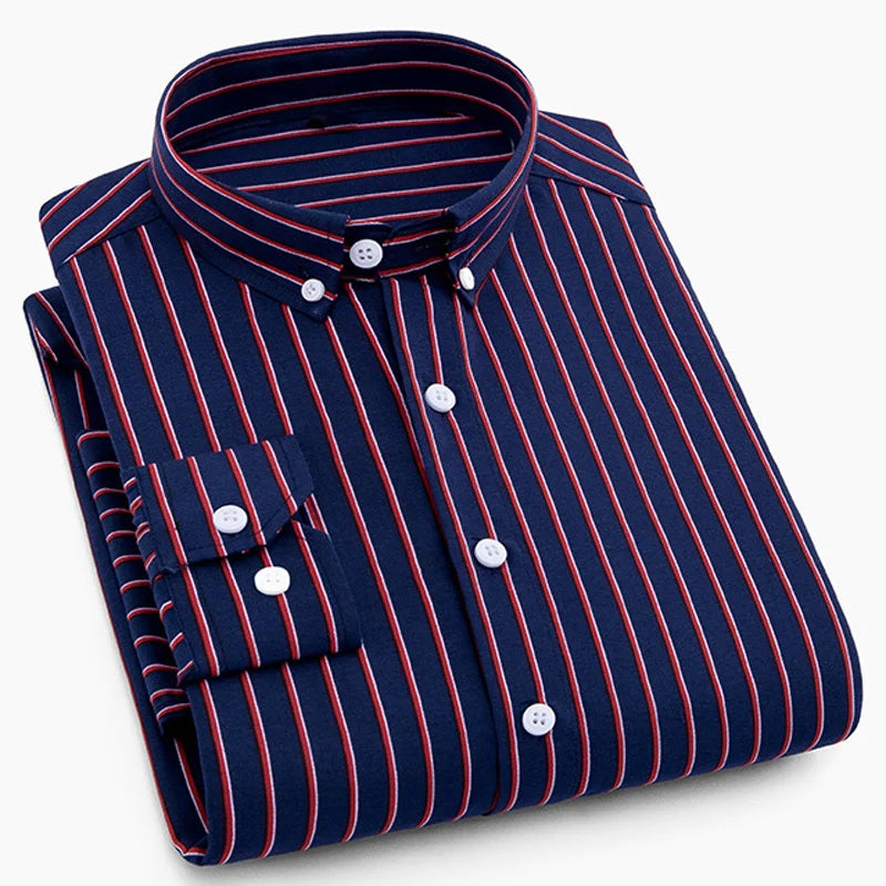 Premium Striped Long Sleeve Formal Shirt for Big and Tall Men - Spring/Summer Collection