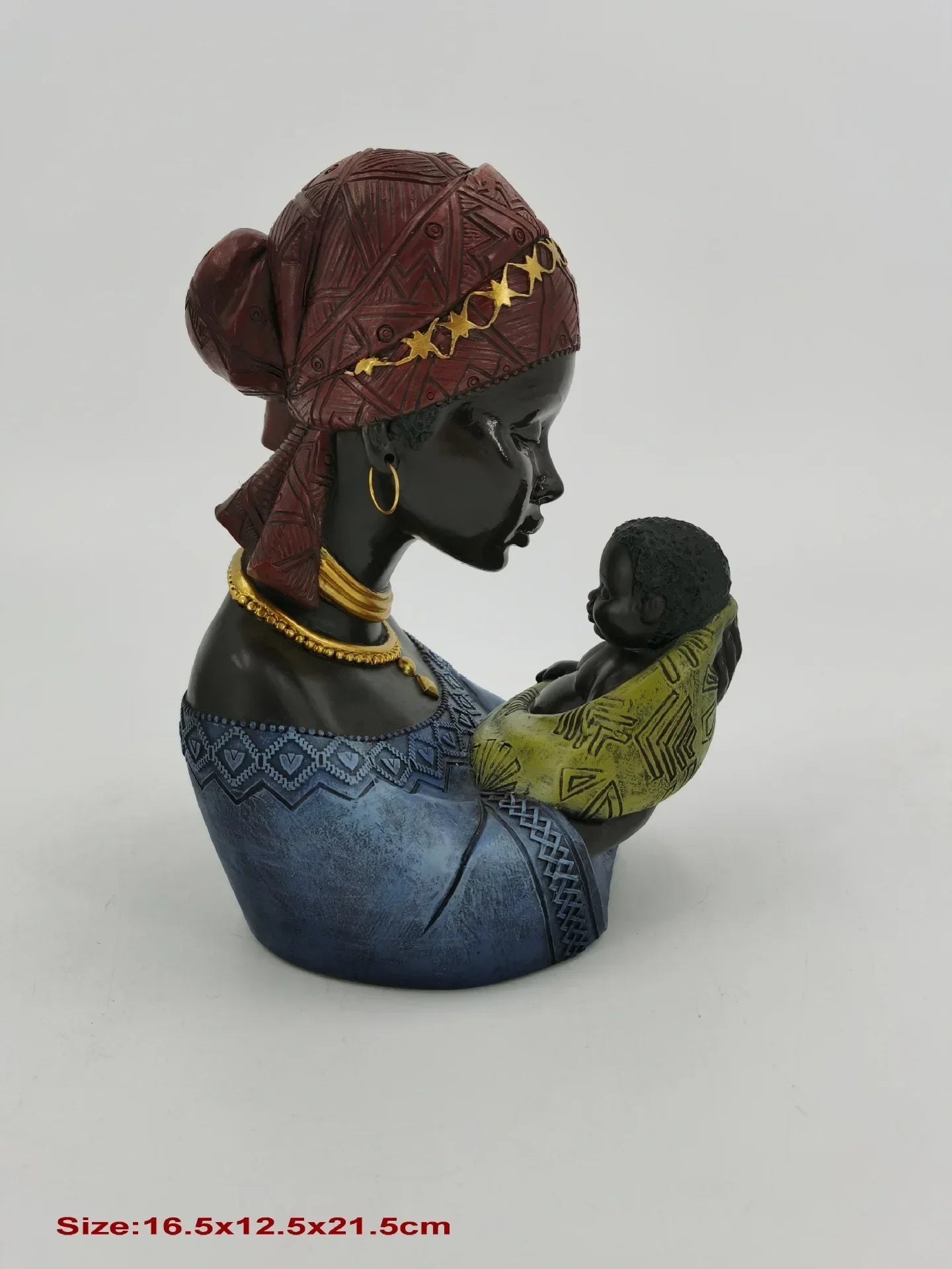 Resin African Black Woman Bust Statue American Figurines Sculpture Home Decor Living Room Shelf Display Cabinet Desk Decoration