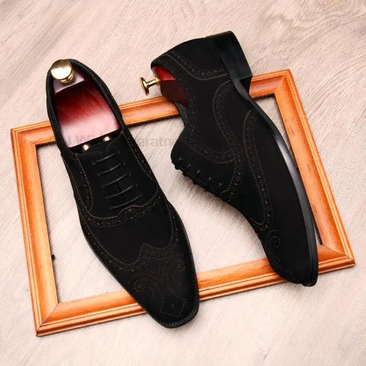 Stylish Handmade Genuine Leather Oxford Dress Shoes for Men in Black or Brown Suede - Perfect for Business, Parties, and Weddings