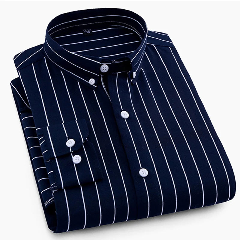 Premium Striped Long Sleeve Formal Shirt for Big and Tall Men - Spring/Summer Collection