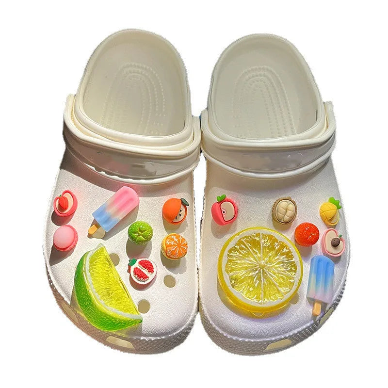 Cute 2024 Lemon-Themed Shoe Charms for JIBS Clogs - Fun DIY Accessories for Kids and Adults