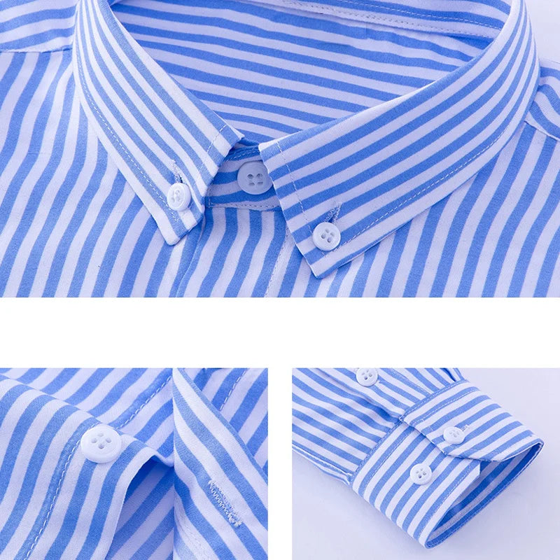 Premium Striped Long Sleeve Formal Shirt for Big and Tall Men - Spring/Summer Collection