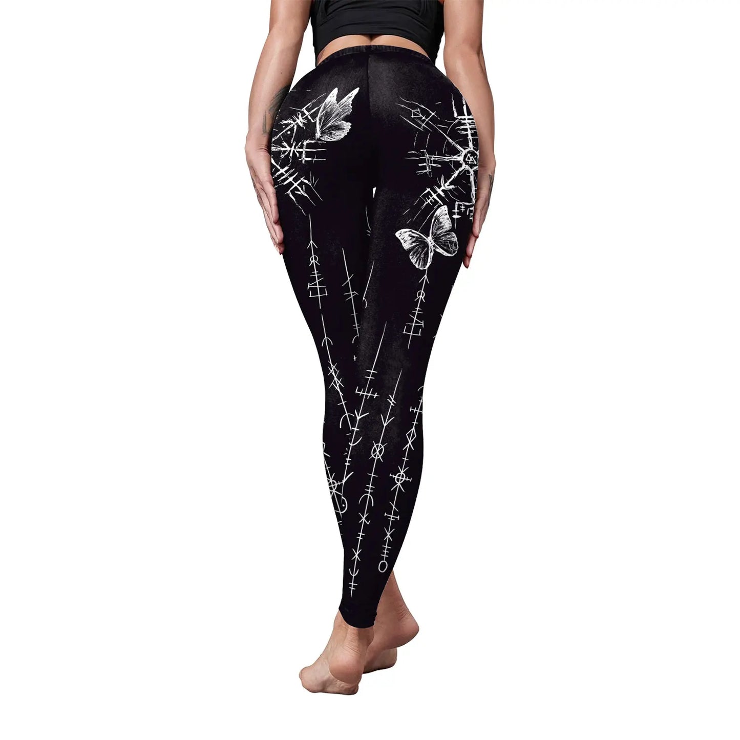 Gothic Enchantment 3D Scar Women’s High Waist Leggings with Divination Print - Sexy Stretch Ankle Pants for Yoga and Casual Wear