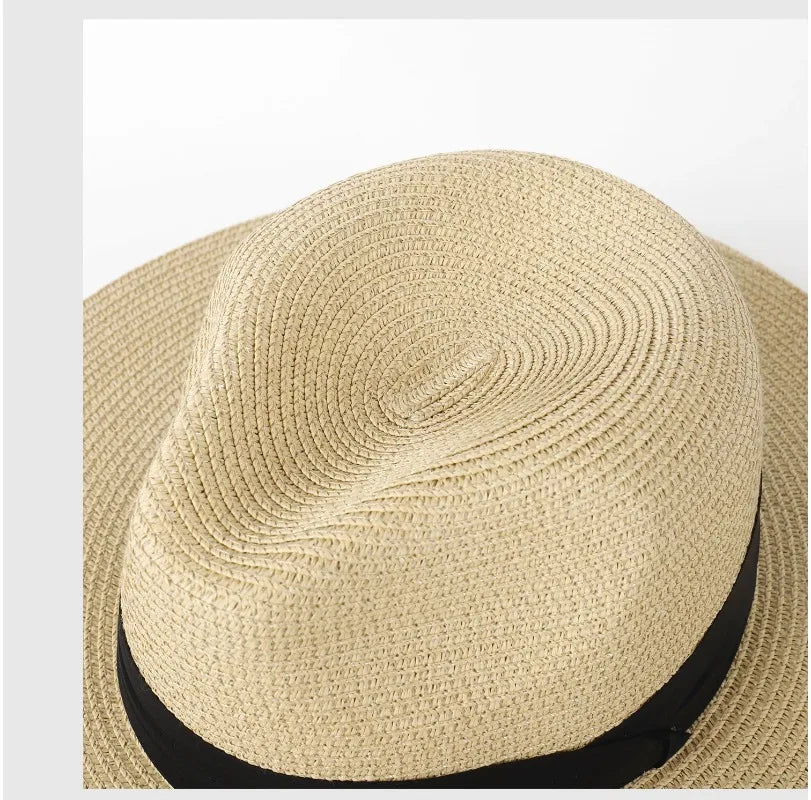 Men's and Women's Plus Size Panama Sun Hats - Wide Brim Straw Hats for Summer Beach Outings